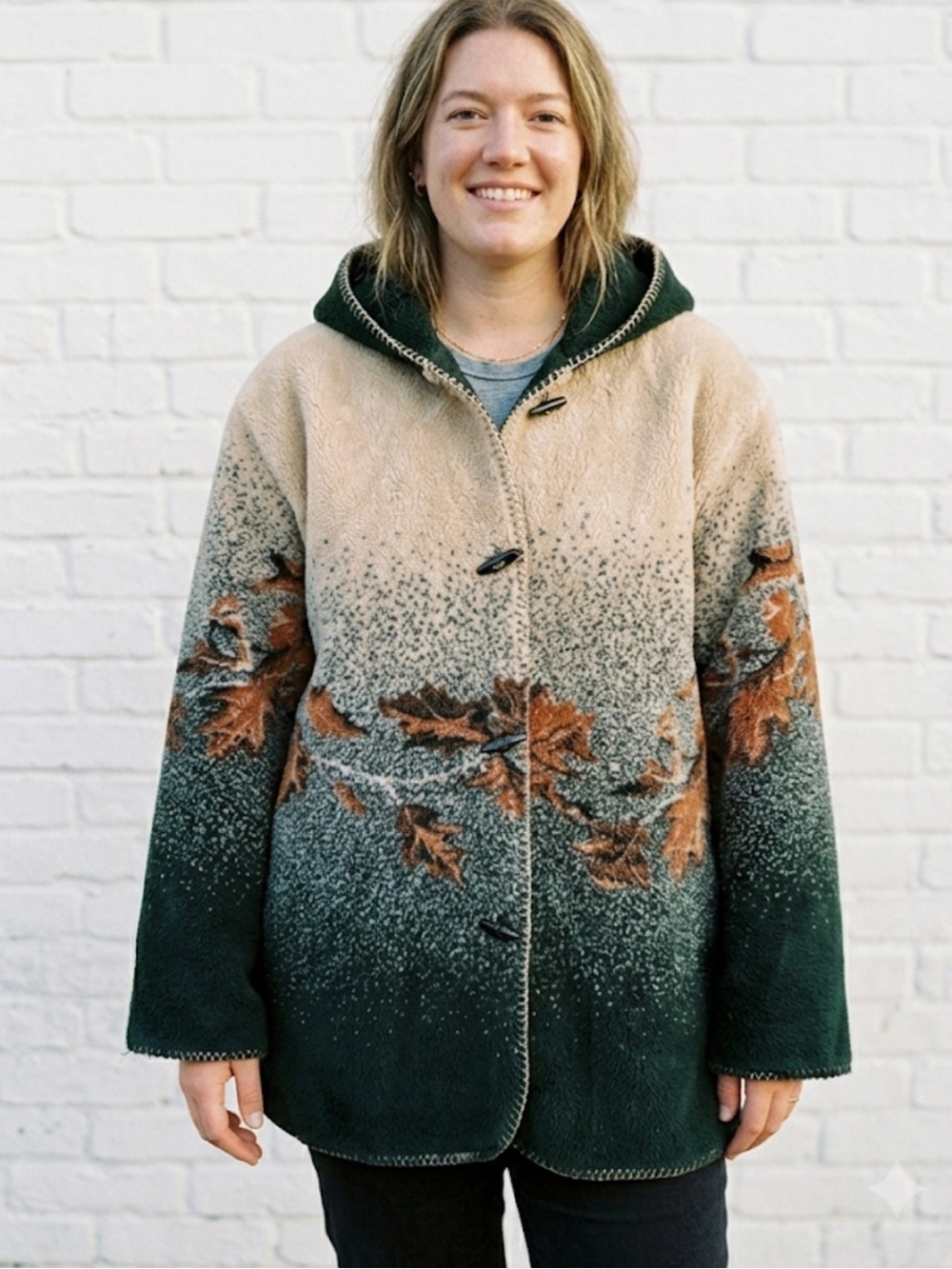 Fleece Toggle Jacket – Size XL | Cozy Cottagecore | Nature‑Inspired Aesthetic
